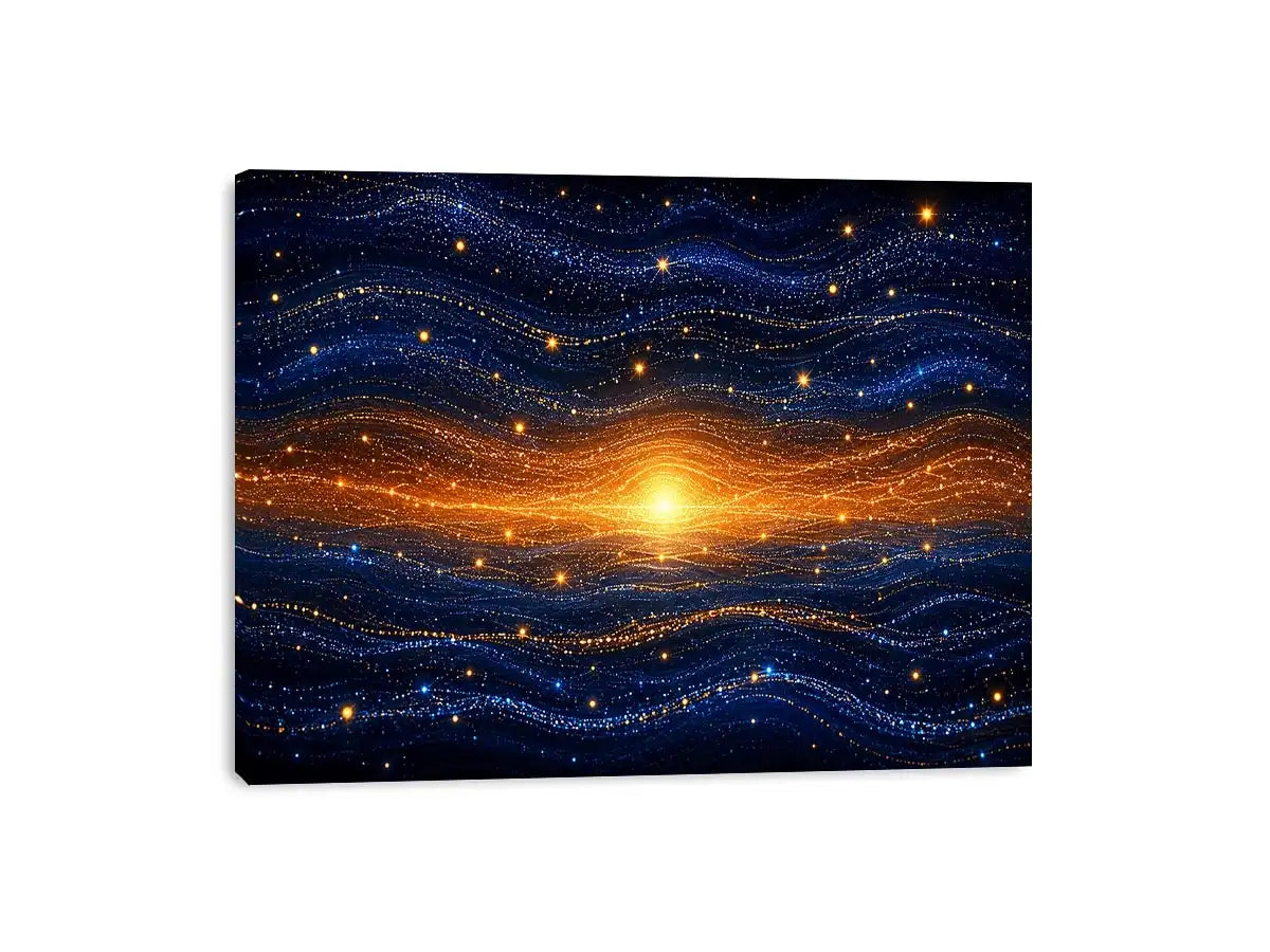   blue gold abstract horizon wall art