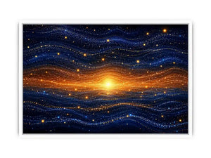   blue gold abstract horizon wall art