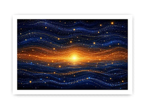   blue gold abstract horizon wall art