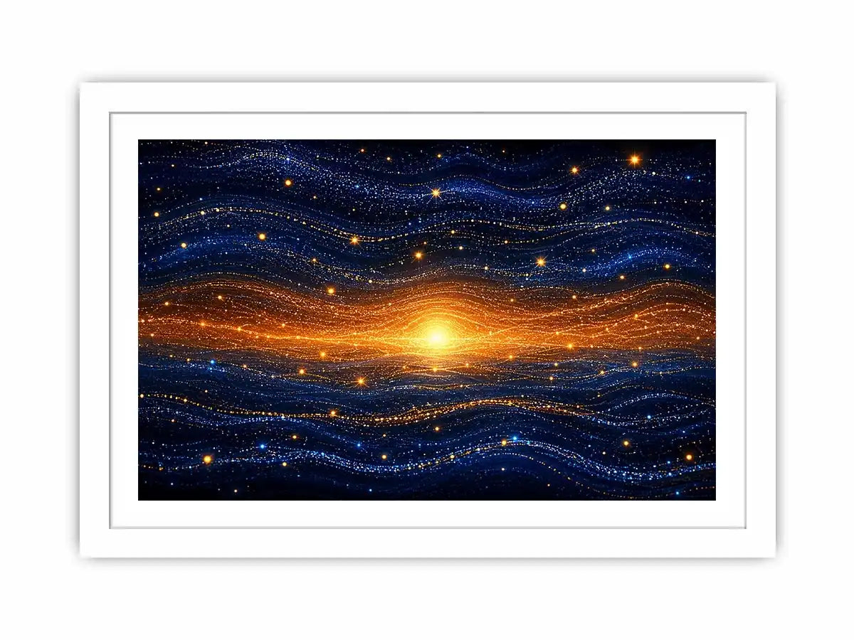   blue gold abstract horizon wall art