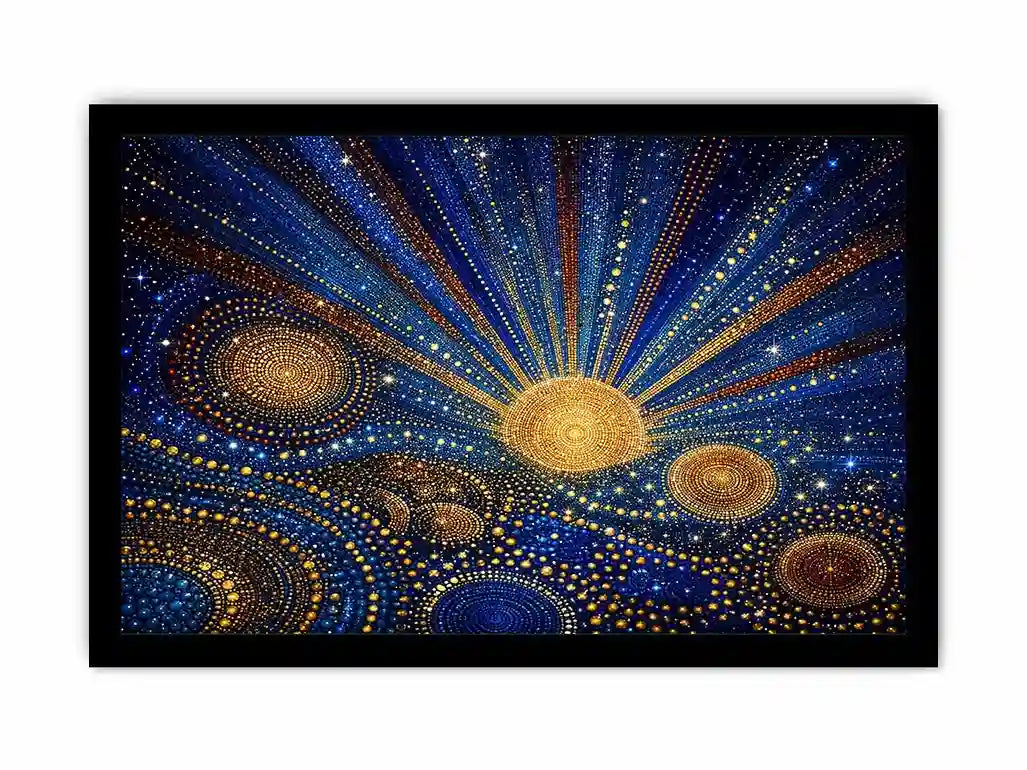   blue gold galaxy mosaic canvas print