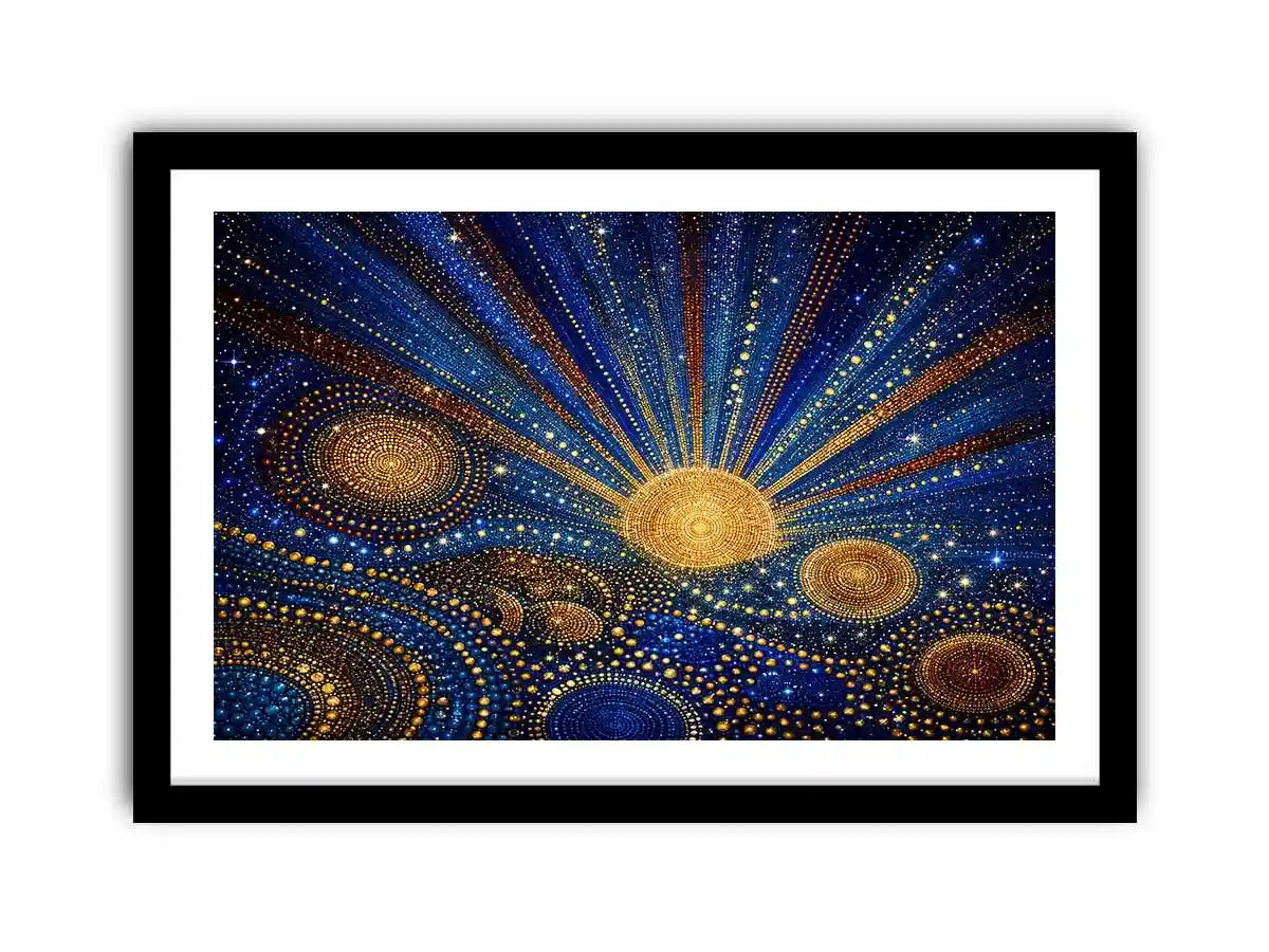   blue gold galaxy mosaic canvas print