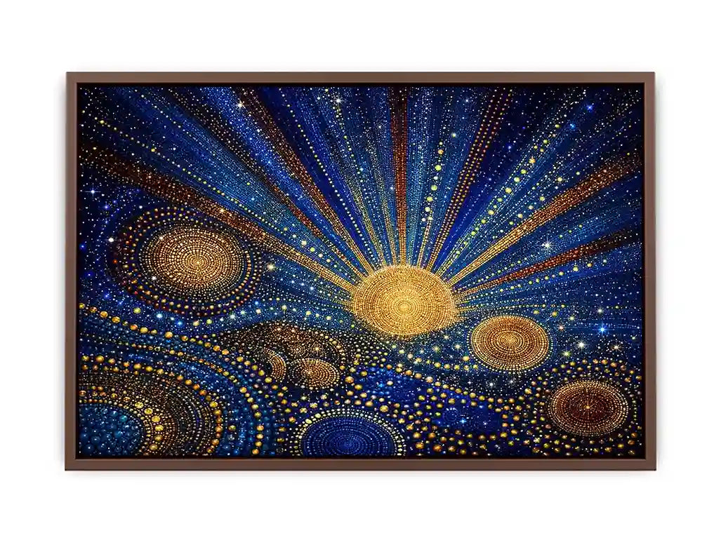   blue gold galaxy mosaic canvas print