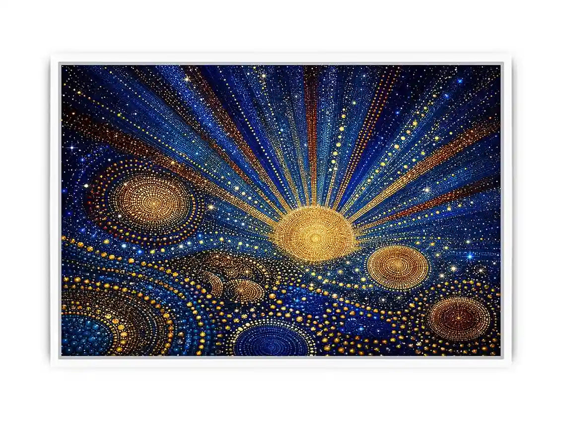   blue gold galaxy mosaic canvas print
