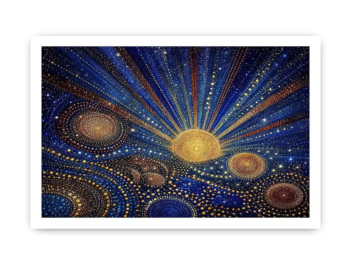   blue gold galaxy mosaic canvas print