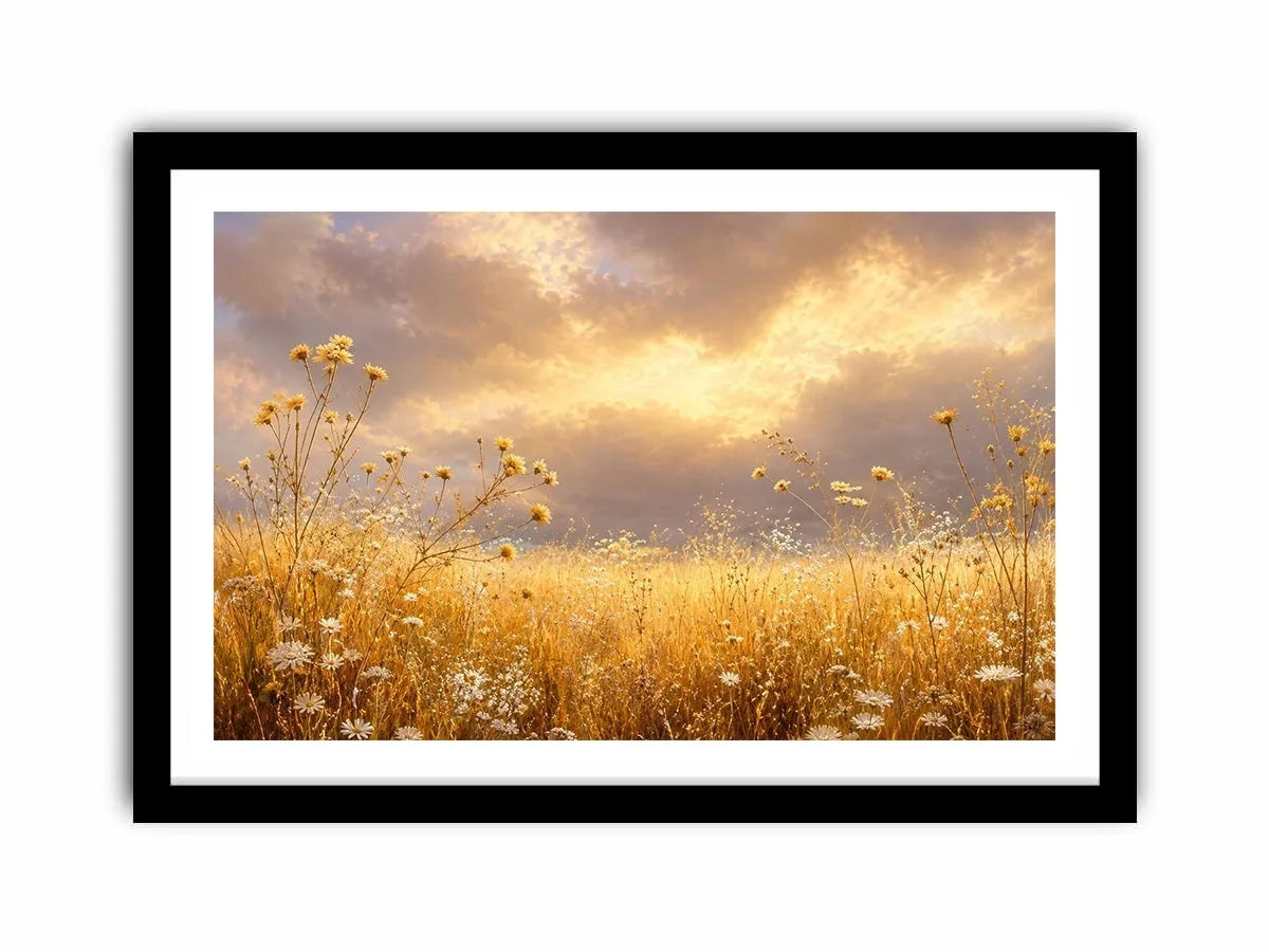   golden wildflower canvas print bedroom