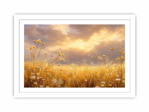   golden wildflower canvas print bedroom