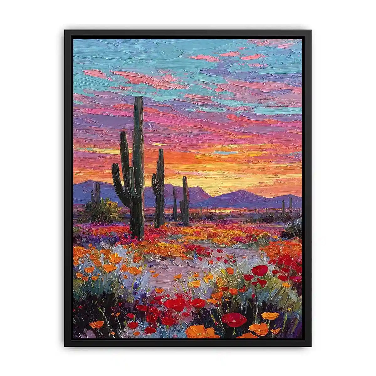 desert cactus sunset canvas living room