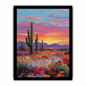 desert cactus sunset canvas living room