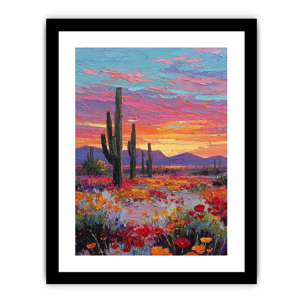 desert cactus sunset canvas living room