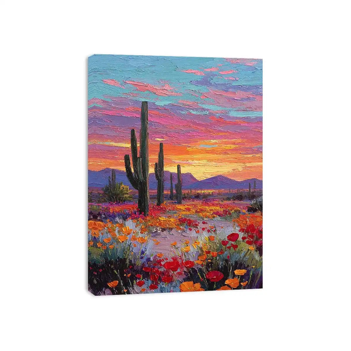 desert cactus sunset canvas living room