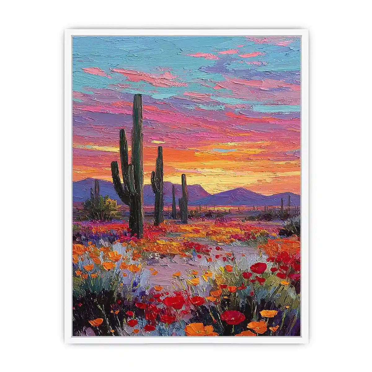 desert cactus sunset canvas living room