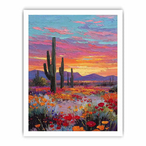 desert cactus sunset canvas living room