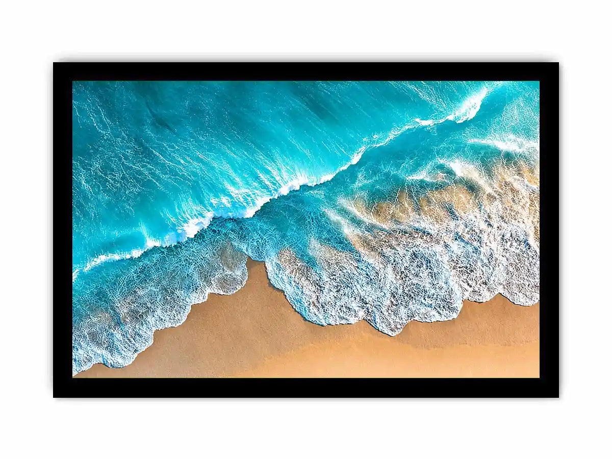   aerial turquoise ocean beach coastal wave wall art