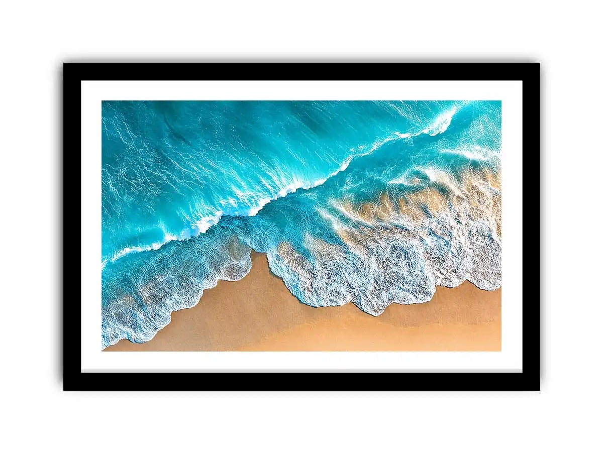   aerial turquoise ocean beach coastal wave wall art