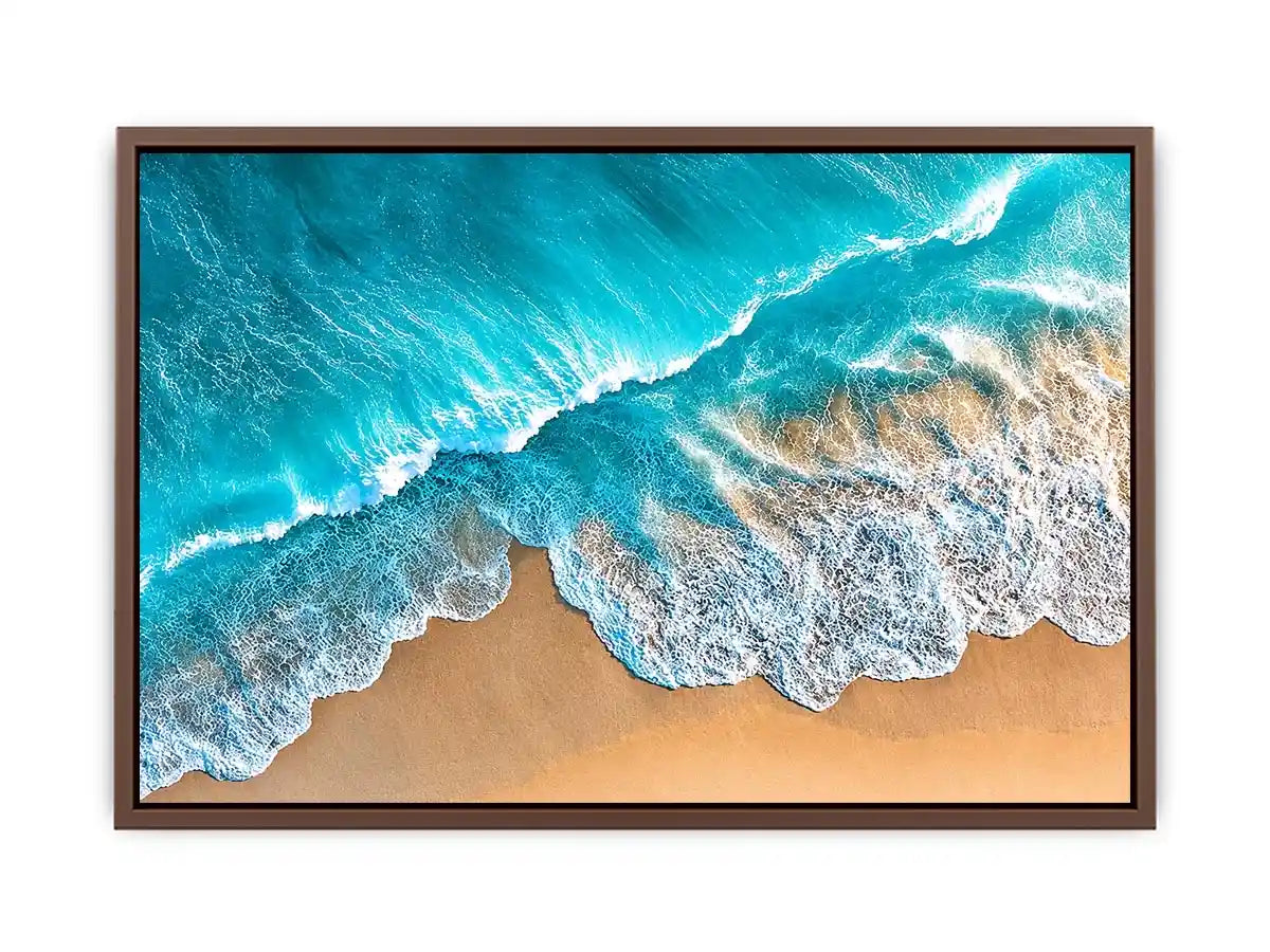   aerial turquoise ocean beach coastal wave wall art