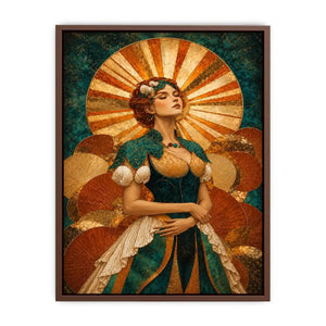   art deco woman canvas wall art teal gold