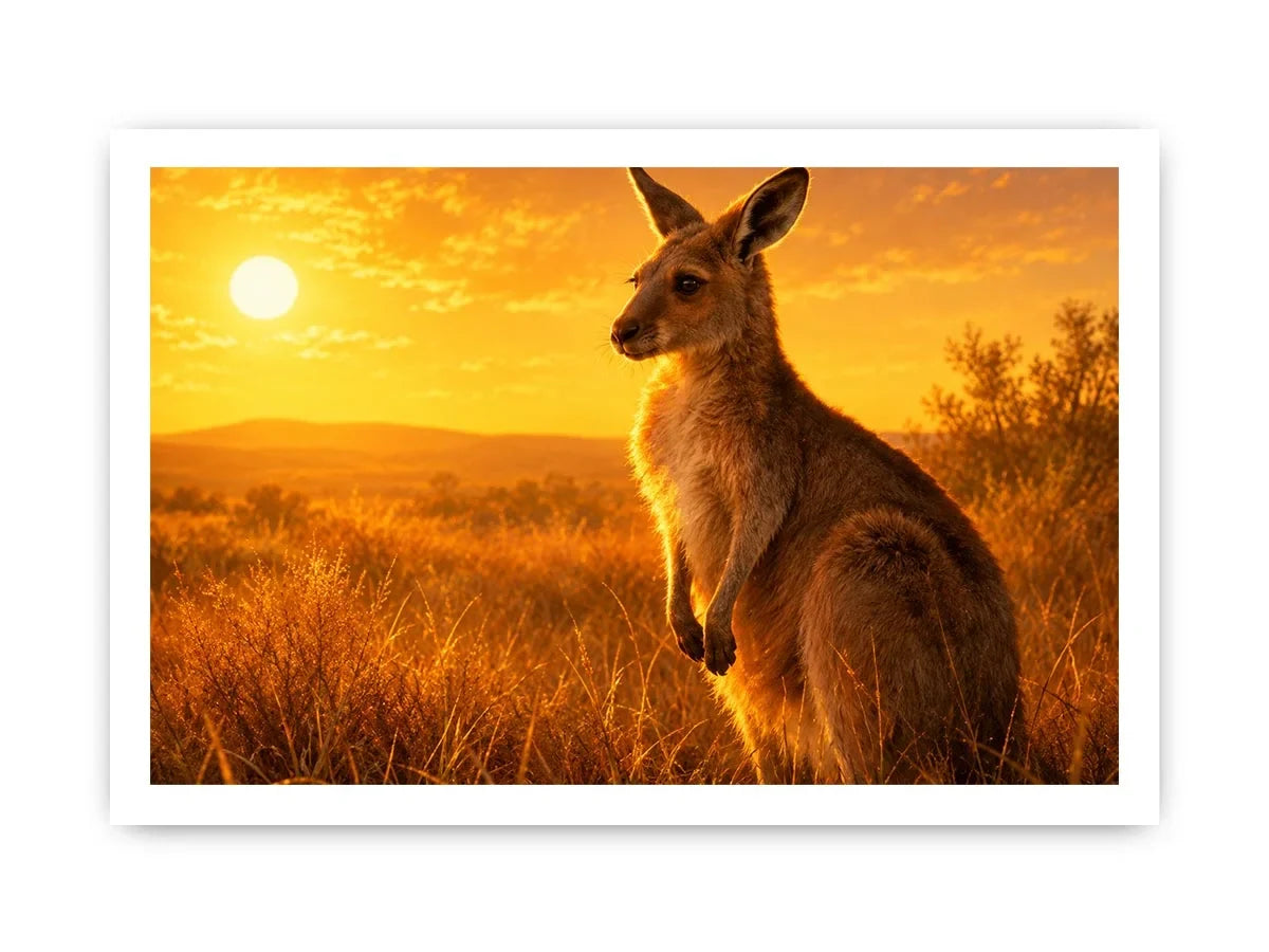   kangaroo sunset wall art warm interiors