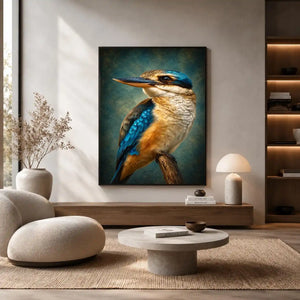   kingfisher bird canvas print modern decor