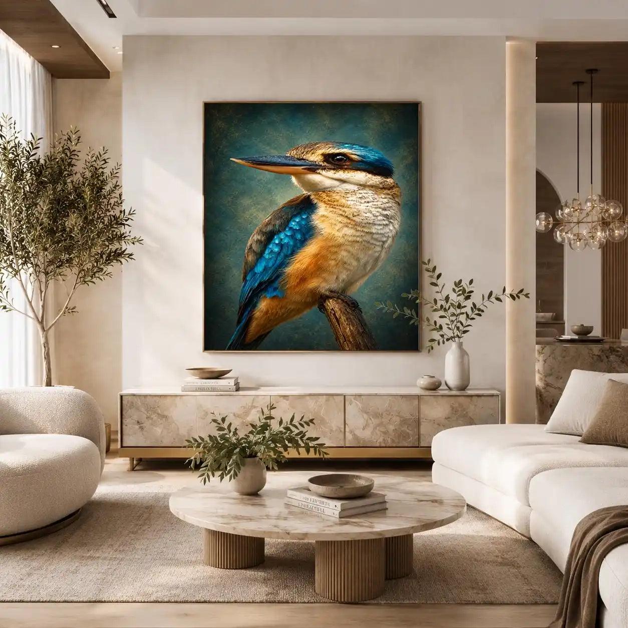   kingfisher bird canvas print modern decor
