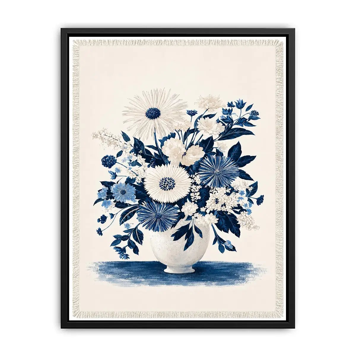   blue white floral canvas print