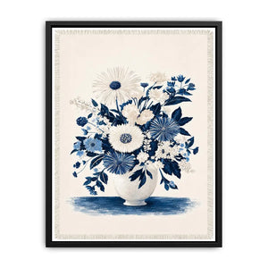   blue white floral canvas print