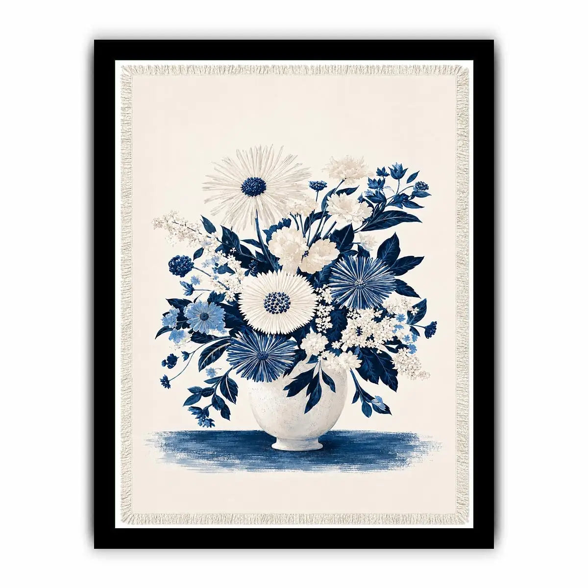   blue white floral canvas print