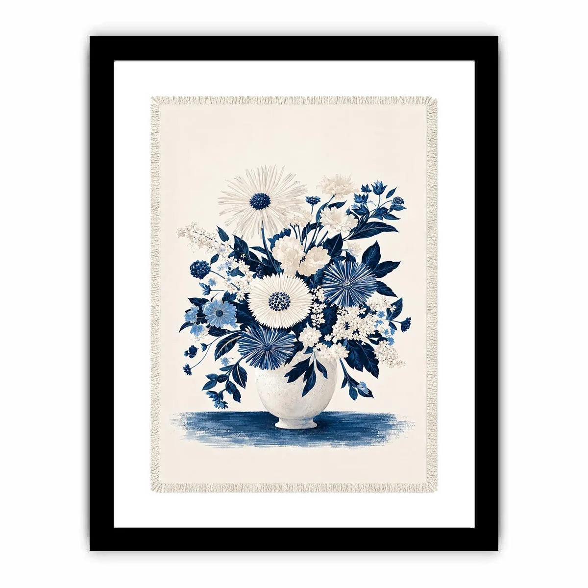   blue white floral canvas print