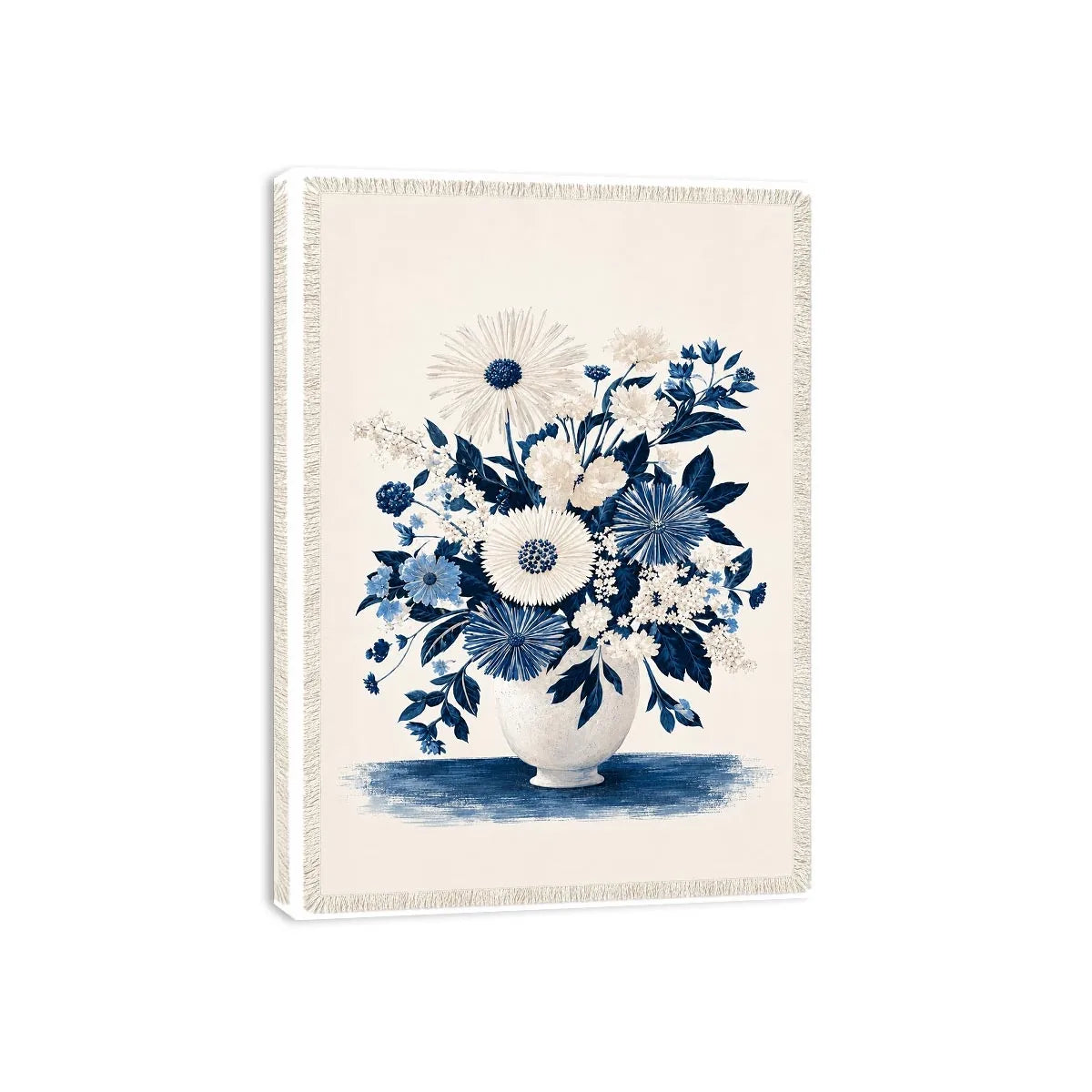   blue white floral canvas print