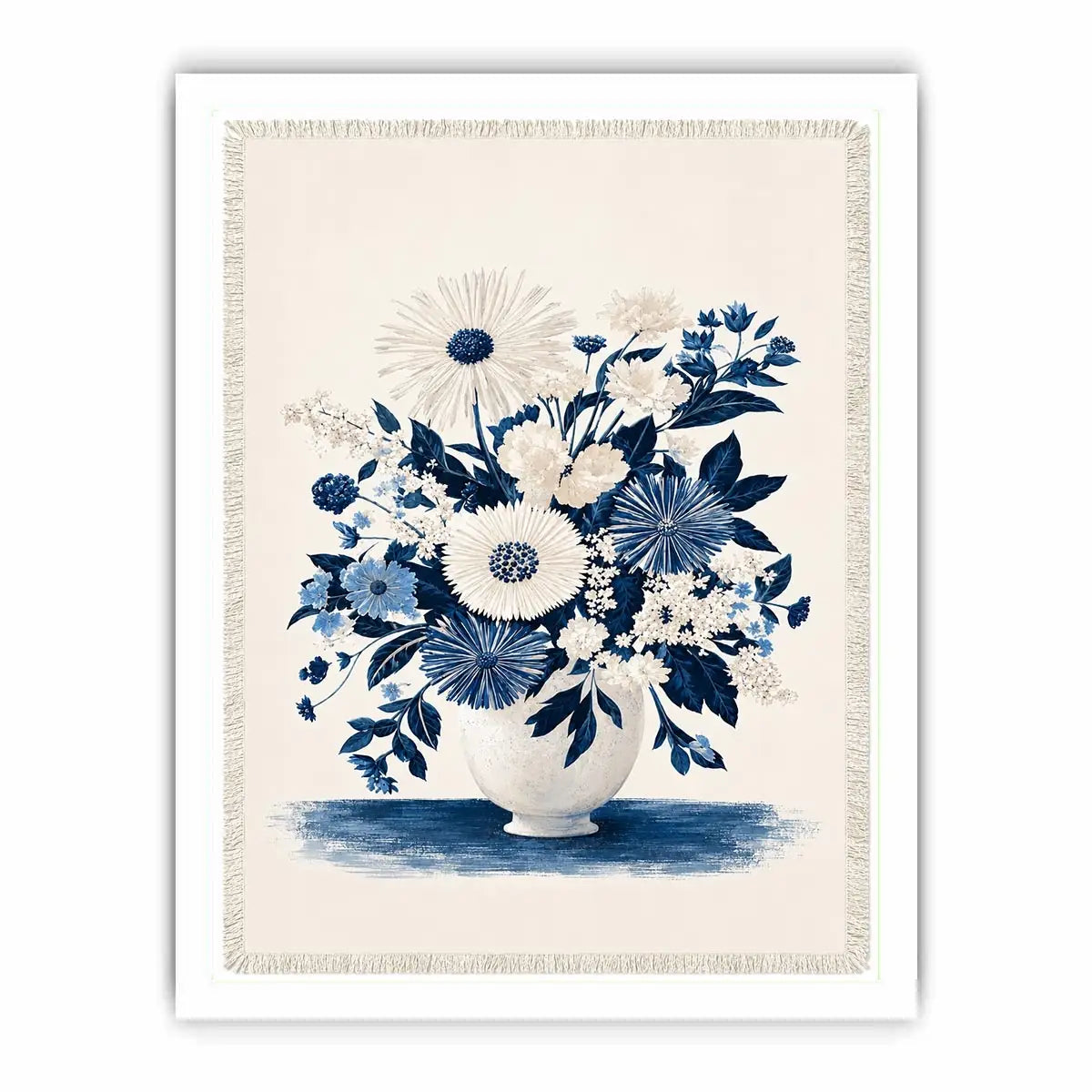   blue white floral canvas print