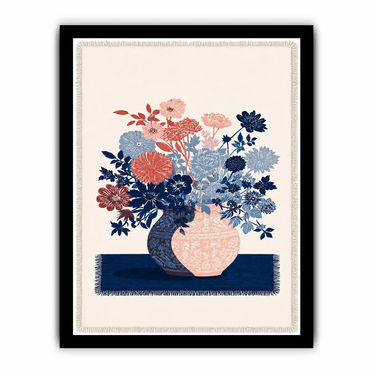   pink blue floral vase artwork