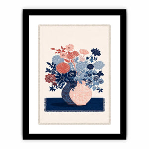   pink blue floral vase artwork
