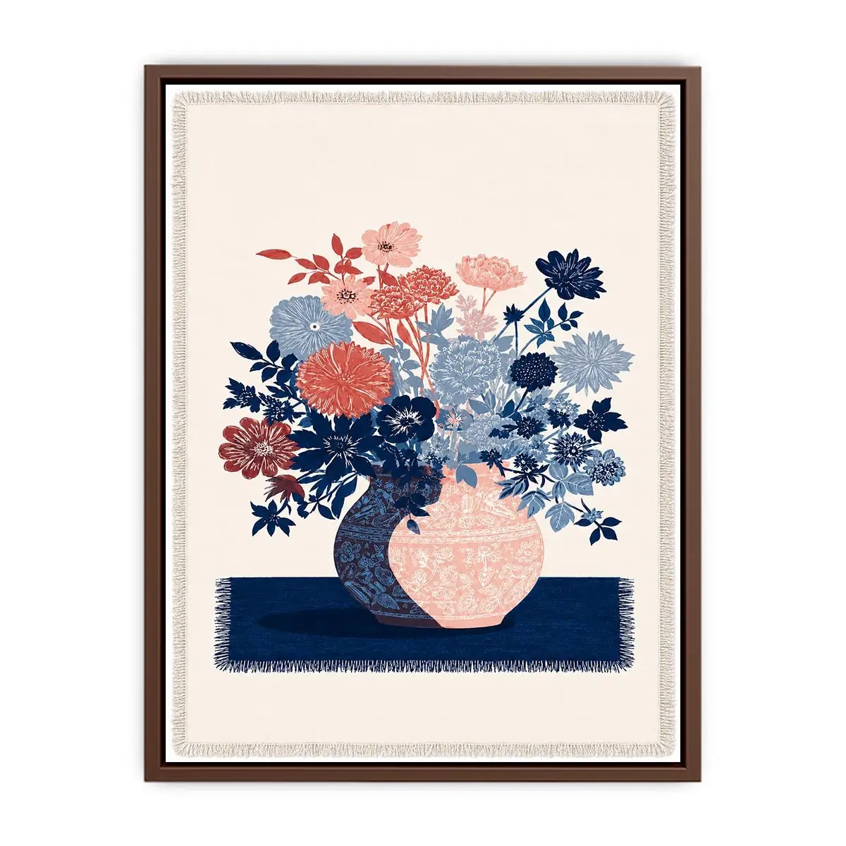   pink blue floral vase artwork