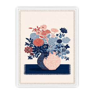   pink blue floral vase artwork