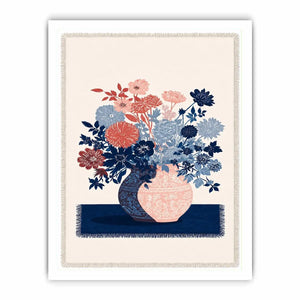   pink blue floral vase artwork
