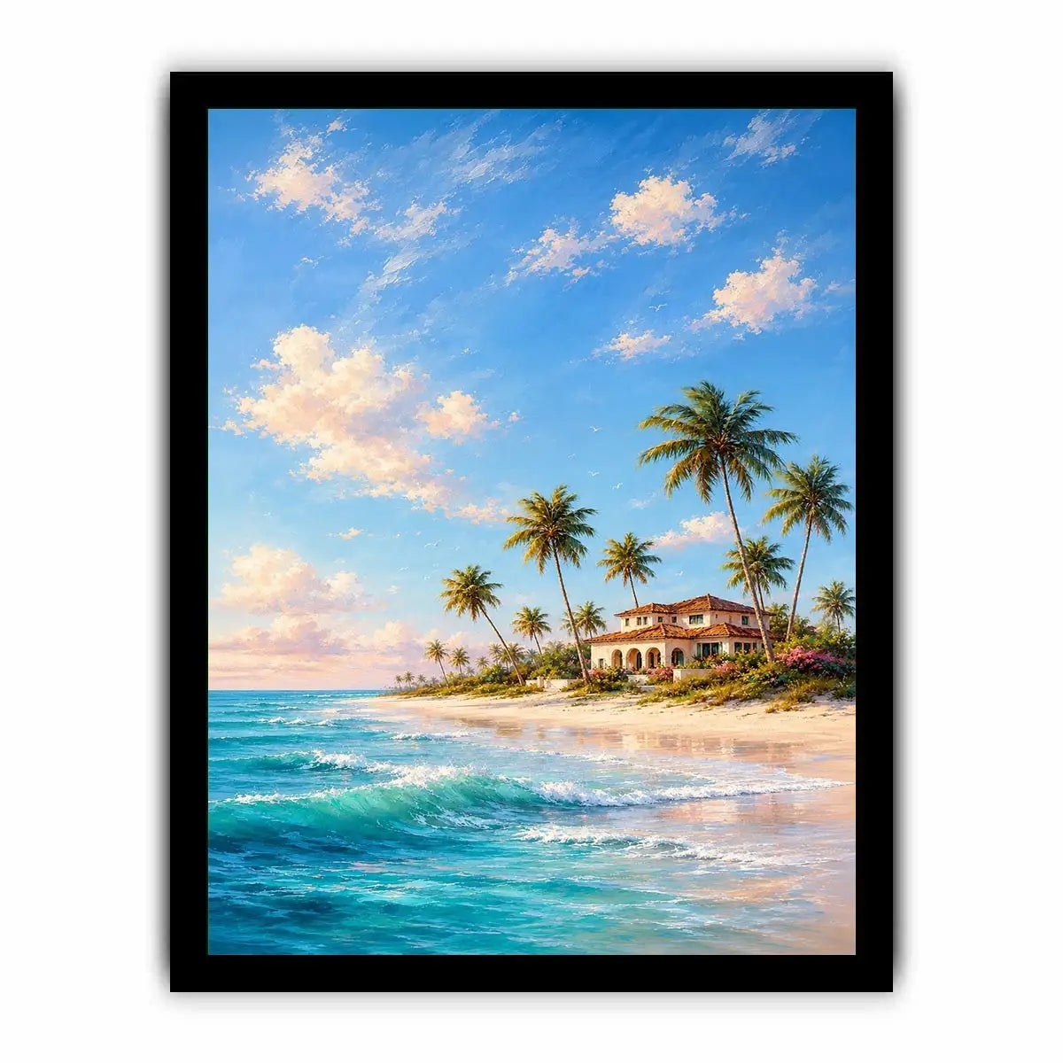   tropical beach villa canvas art