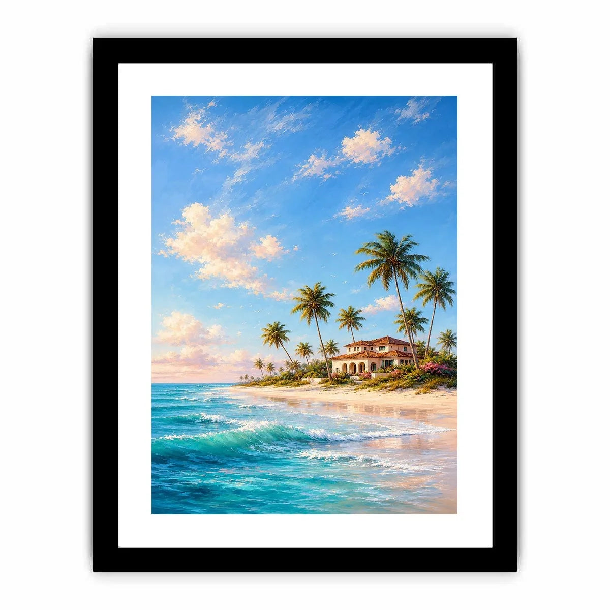   tropical beach villa canvas art