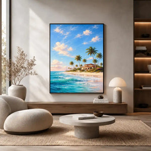   tropical beach villa canvas art