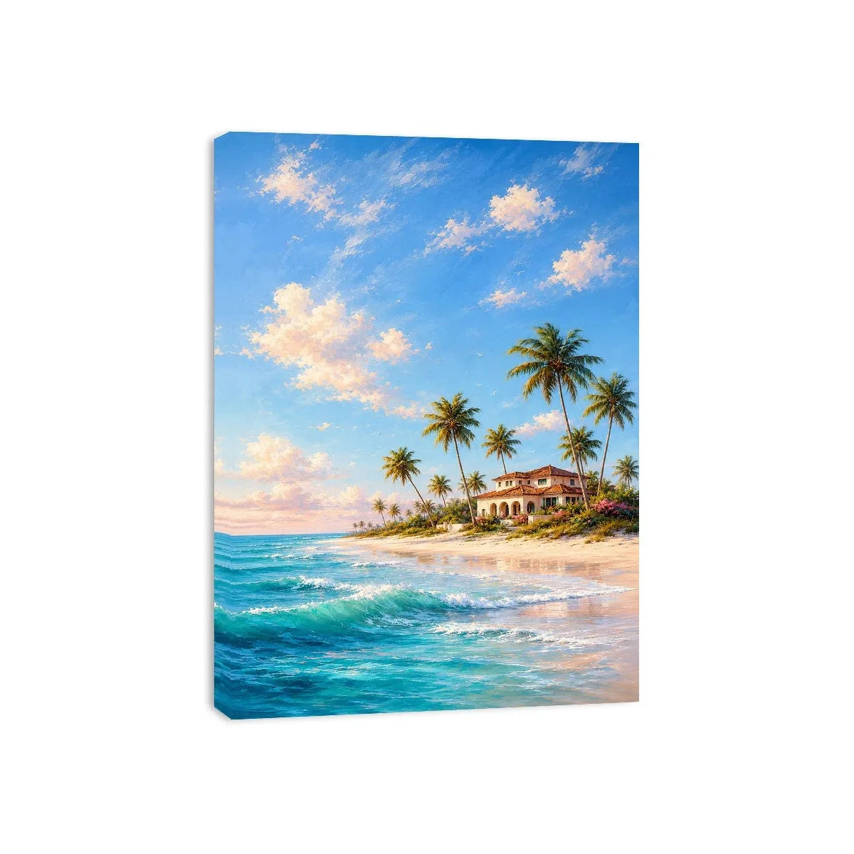   tropical beach villa canvas art