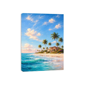   tropical beach villa canvas art