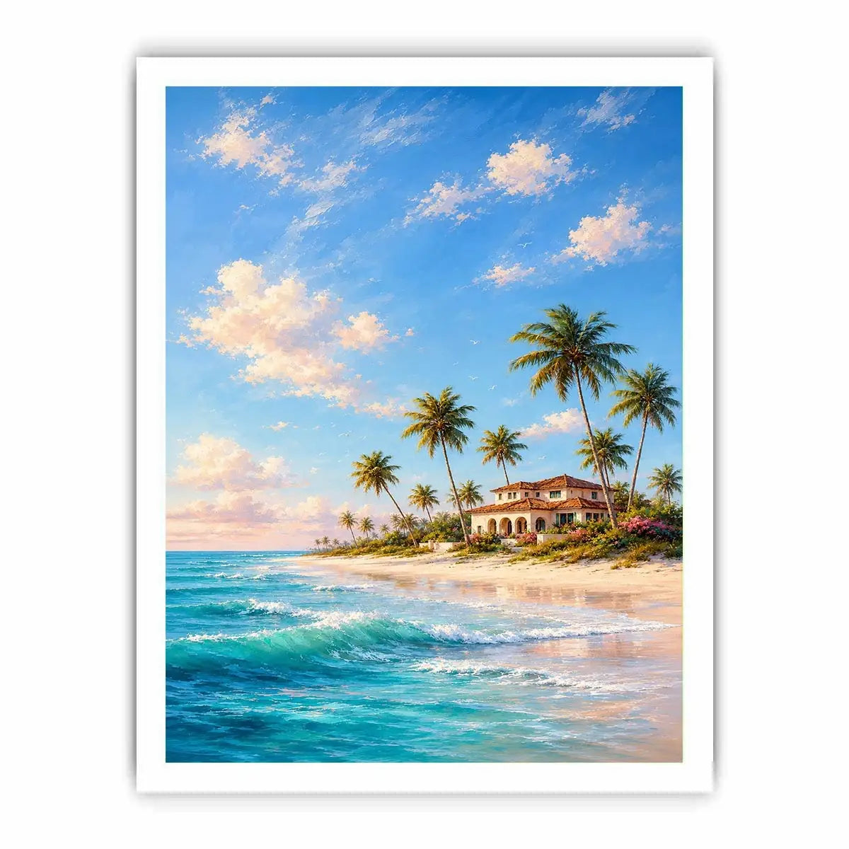   tropical beach villa canvas art