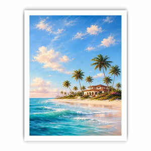   tropical beach villa canvas art