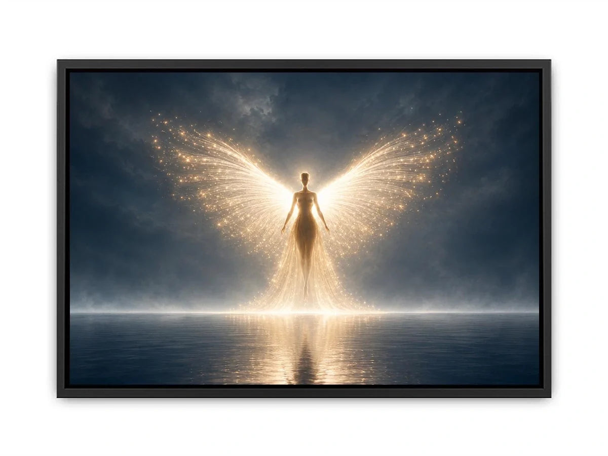   ethereal angel glowing wings artwork
