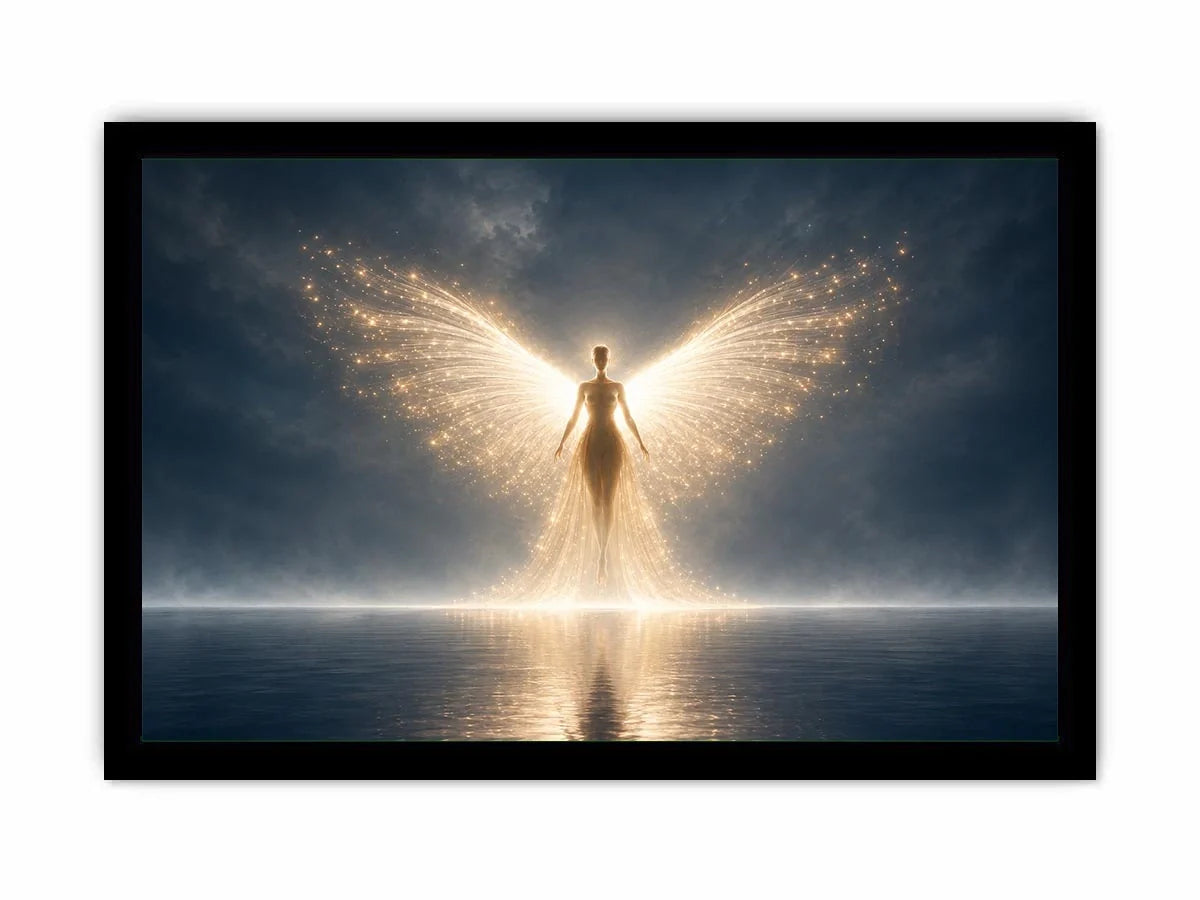   ethereal angel glowing wings artwork