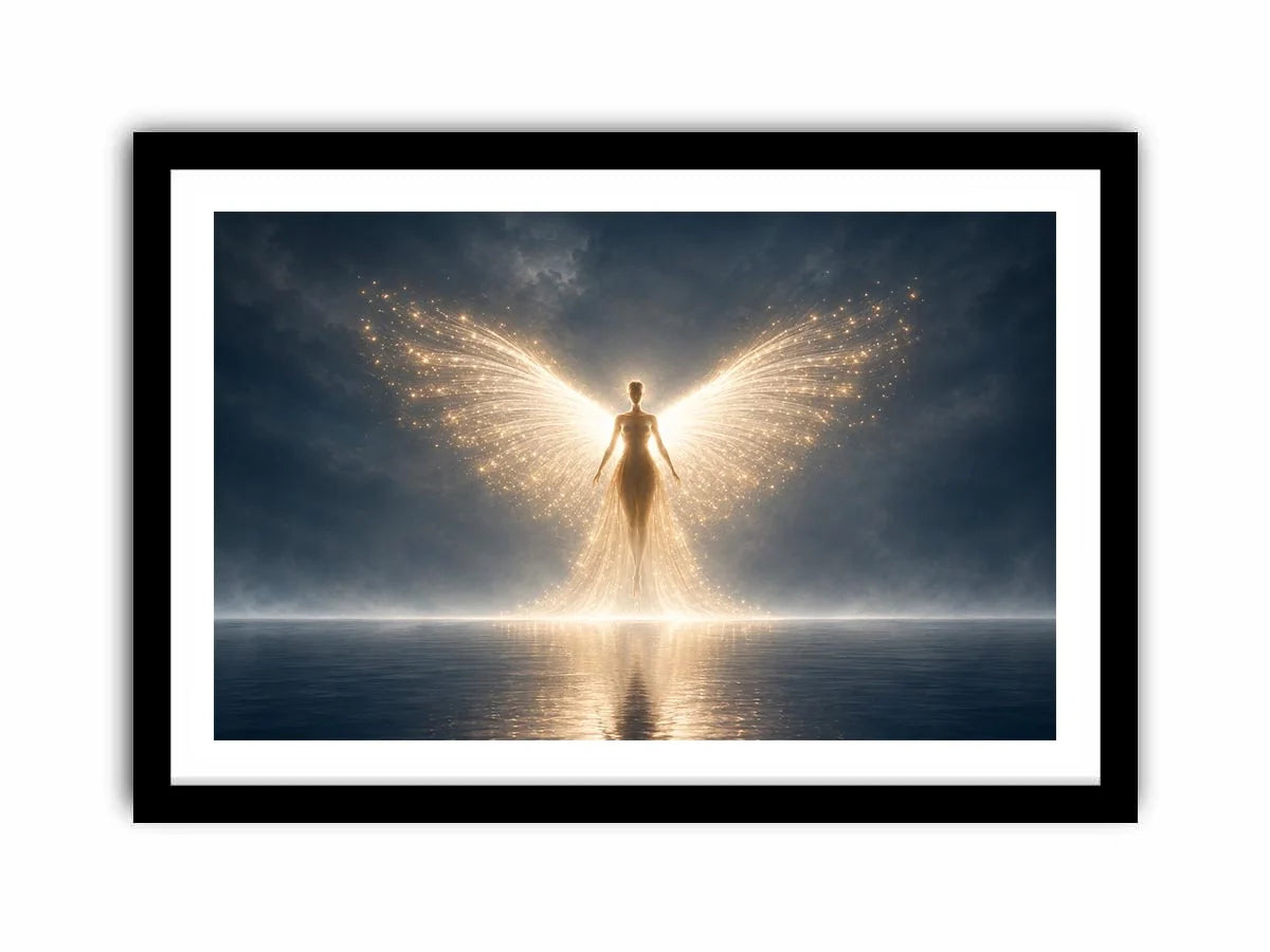   ethereal angel glowing wings artwork