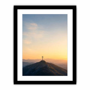   mountain cross sunrise canvas print