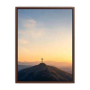   mountain cross sunrise canvas print