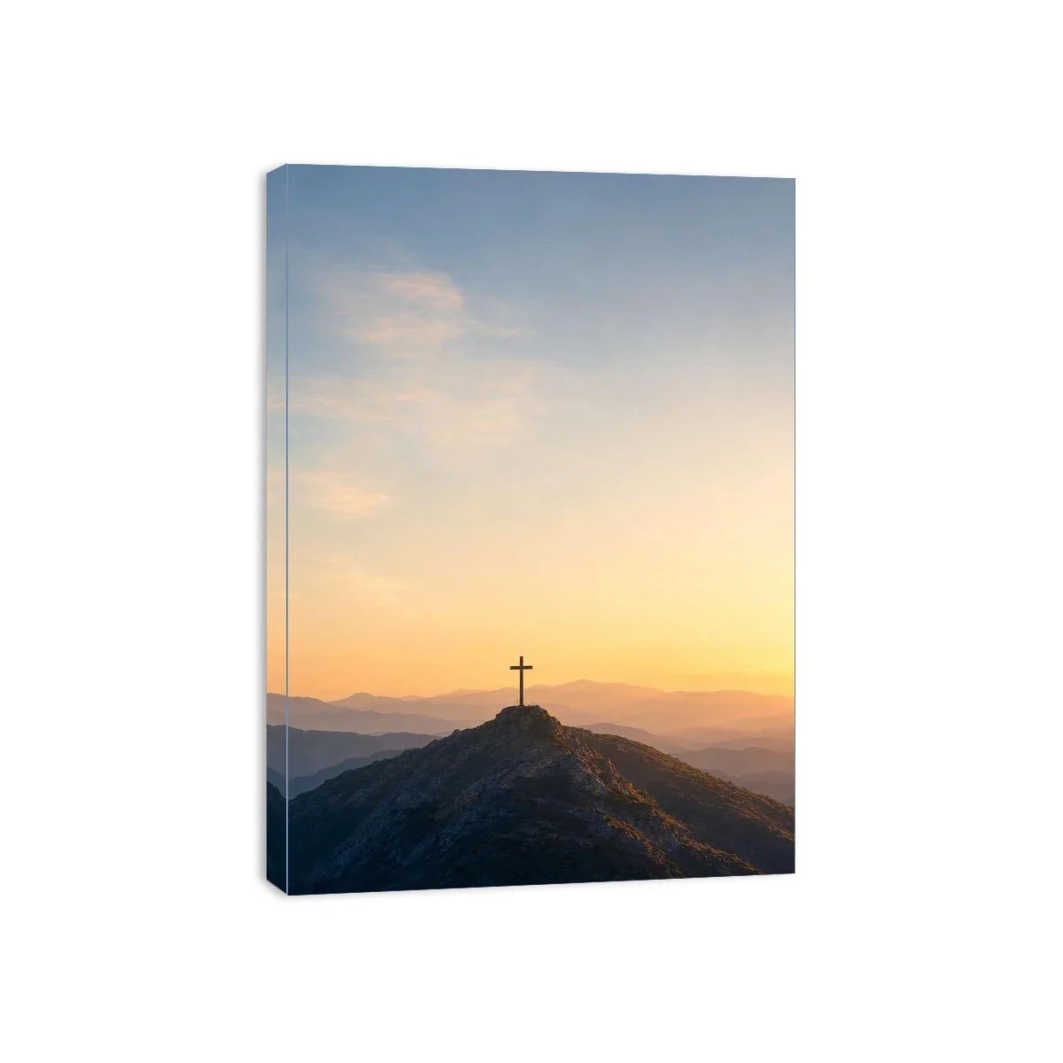   mountain cross sunrise canvas print