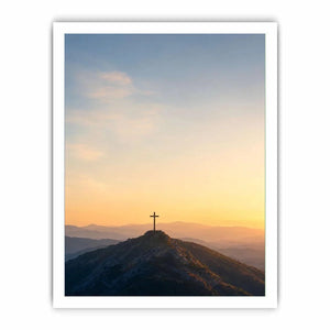   mountain cross sunrise canvas print