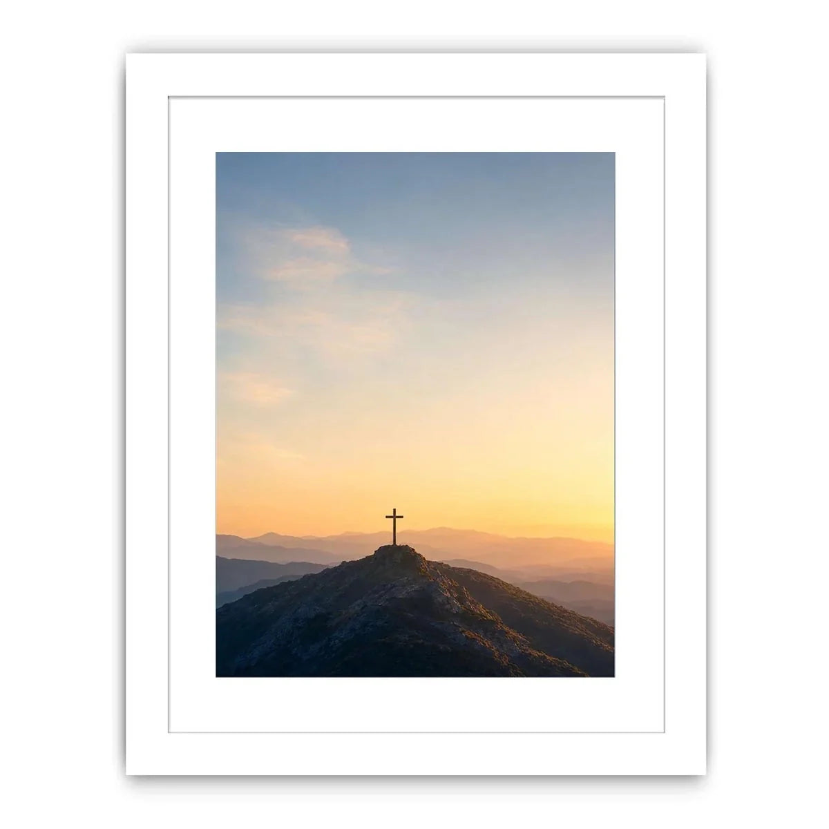   mountain cross sunrise canvas print